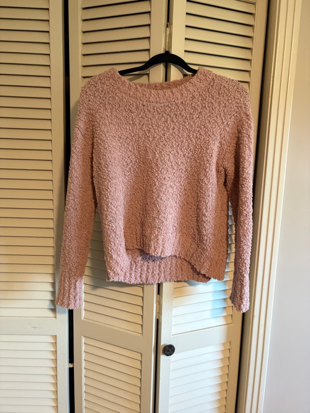 Sanctuary Rose Pink Bouclé Crewneck Sweater